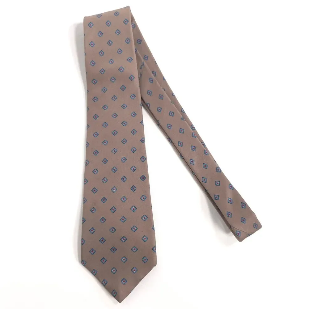 CHRISTIAN DIOR Men's Silk Tie Taupe Fabric Woven Italy Vintage USA Made WPL125‎